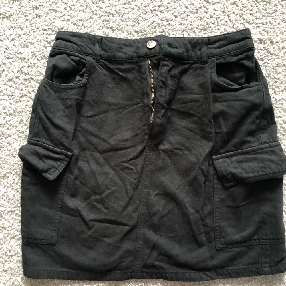 Black Cargo Mini Skirt